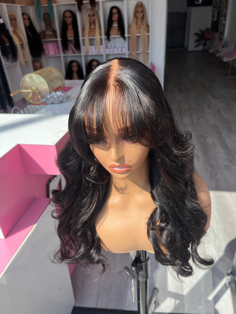 
                  
                    | 20”5x5 Curtain Bangs Lace Closure Human Hair Wig
                  
                