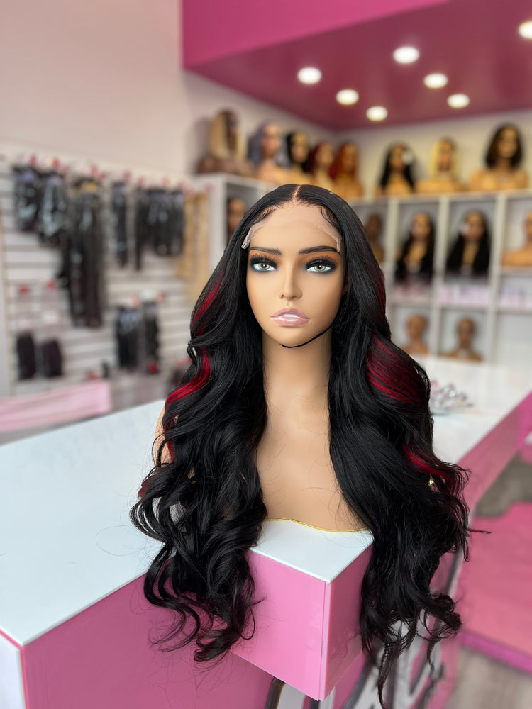
                  
                    "Nessa" READY TO WEAR - 26” 5x5 hd  Custom Color Lace Closure Human Hair Wig
                  
                