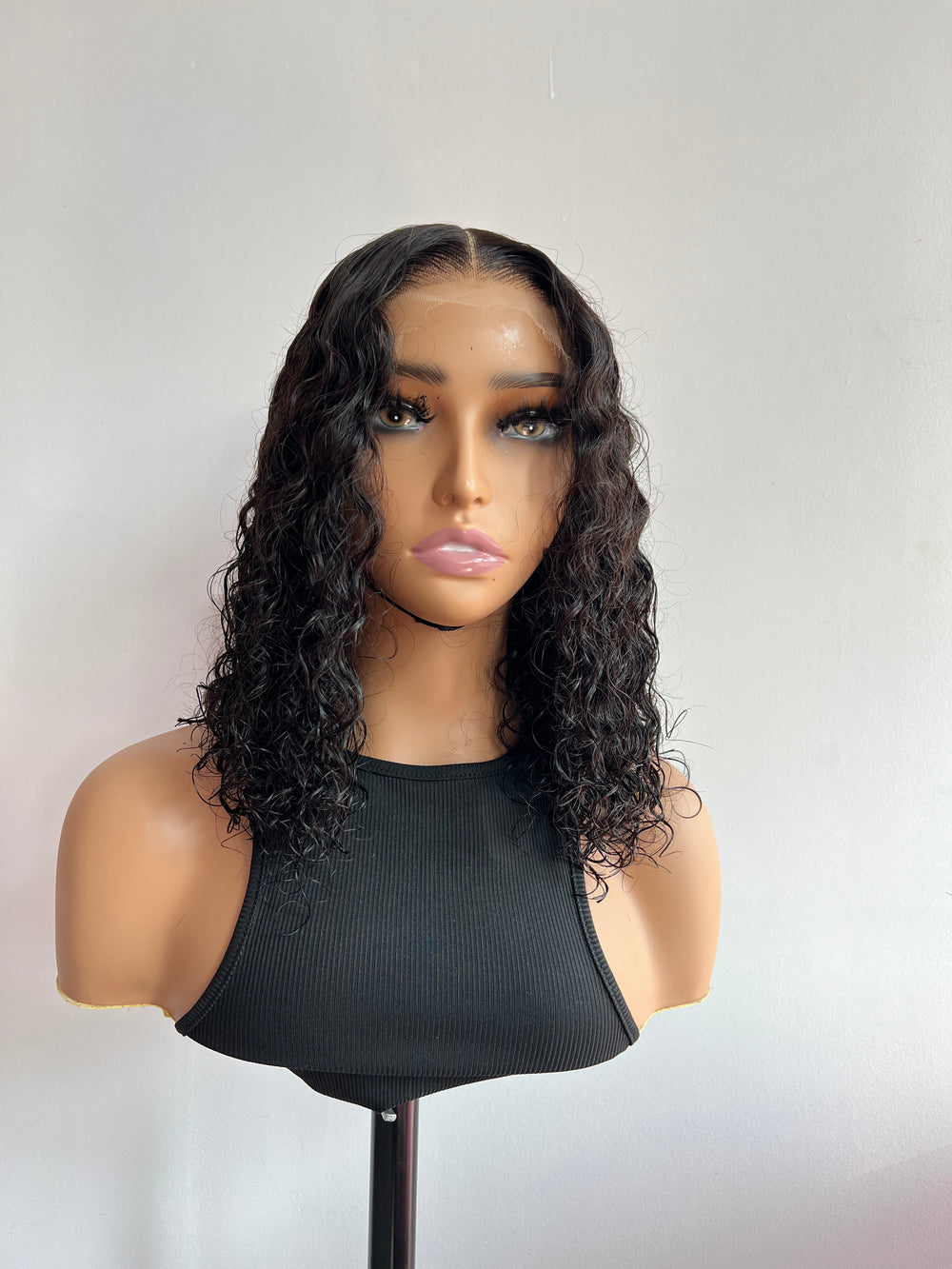 5x5 Black Curly Lace Closure Human Hair Wig