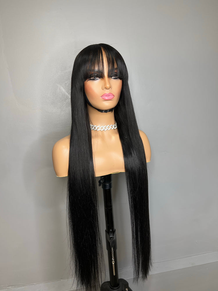 
                  
                    "It Girl"- Long Black Banged Lace Closure Human Hair Wig
                  
                