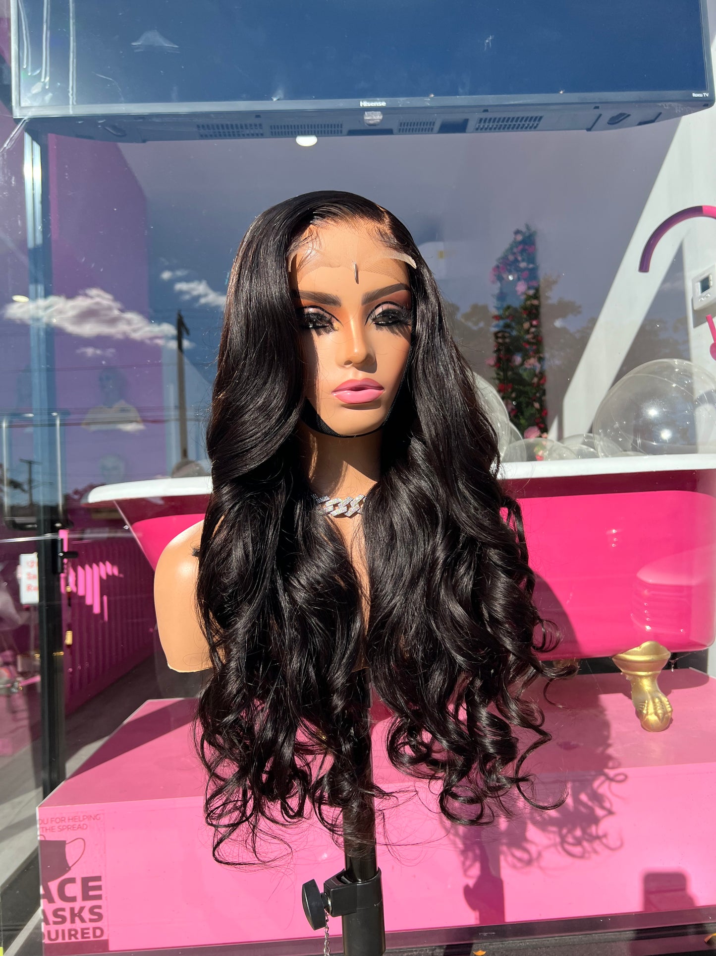 
                  
                    "Toya" - 26" 5x5 Long Black Curly Custom Lace Closure Human Hair Wig
                  
                