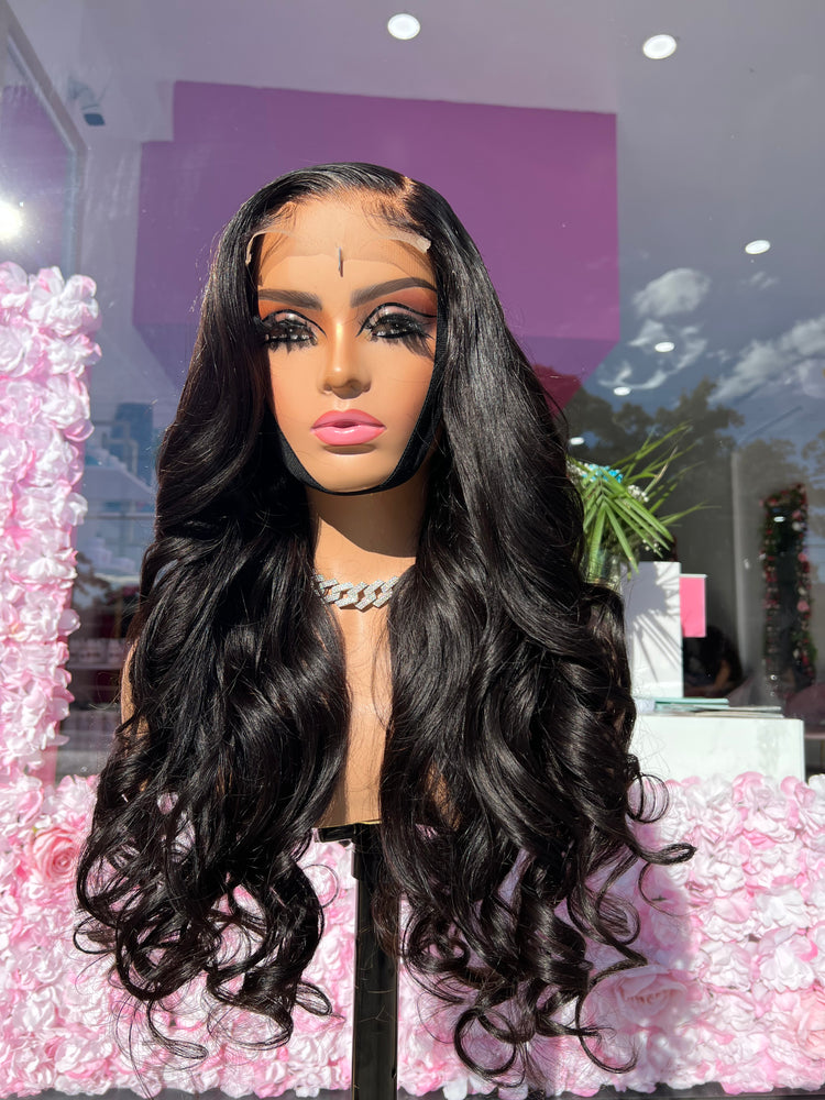 
                  
                    "Toya" - 26" 5x5 Long Black Curly Custom Lace Closure Human Hair Wig
                  
                